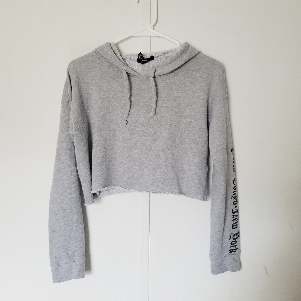 Gray cropped hoodie